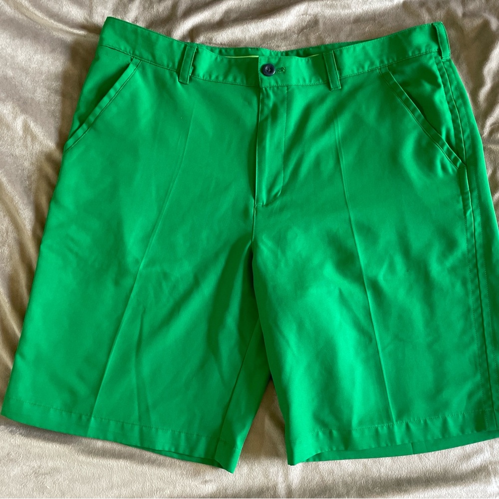 Men's Green Flat Front Shorts